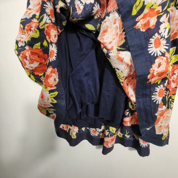 Lands End Blue Floral 100% Linen Garden Print Sleeveless Dress Size 14 Petite - Picture 6 of 11